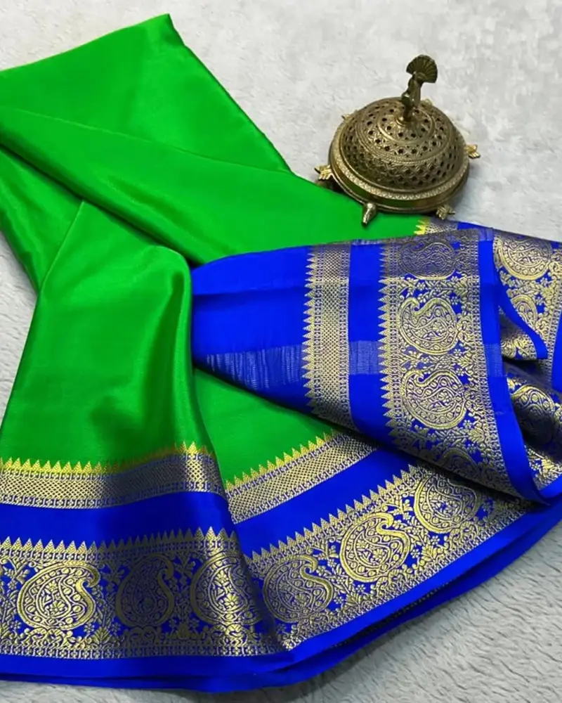 Pure semi crepe mysore silk saree - Image 5 in Hyderabad